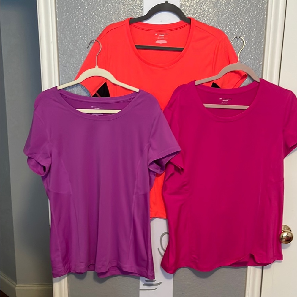 Tek Gear Red and Purple Short Sleeve T-Shirts Casual Style